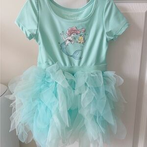 NWOT Disney Ariel Aqua Tulle Tutu Dress with Flounder Graphic